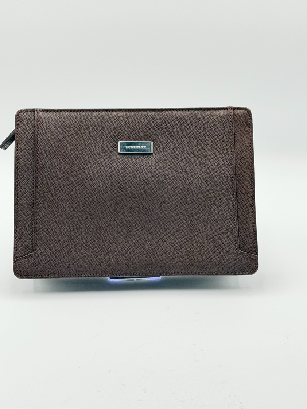 Burberry Men’s Saffiano Leather Top Zip Wristlet Pouch